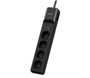 CyberPower P0420SUD0-FR czarny / Ochrona przeciwprzepięciowa / 4 gniazda / przełącznik / 2x USB / 1,8 m