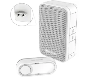 Honeywell DC312SP2USB / bezprzewodowy dzwonek do drzwi serii 3 / 6 melodii / podstawa gniazda z ładowarką USB
