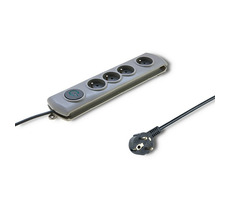 Qoltec 50164 Ochrona przeciwprzepięciowa Szybki wyłącznik (4 gniazda) / przełącznik / szary / 2,5m
