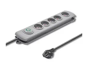Qoltec Ochrona przeciwprzepięciowa Szybki wyłącznik (5 gniazd) szary / przełącznik / 1,8m 