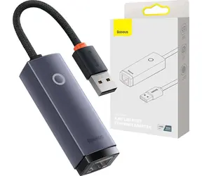 Adapter sieciowy Baseus WKQX000113 Lite Series USB-A (M) - RJ45 (F) szary / 1000Mbps