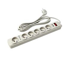 Zabezpieczenie przeciwprzepięciowe Powerton Extension białe / 6 gniazd / kabel 3M