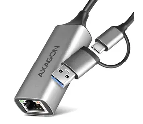 Axagon ADE-TXCA, USB-C + USB-A 3.2 Gen 1 - karta sieciowa Gigabit Ethernet, Asix AX88179, instalacja automatyczna