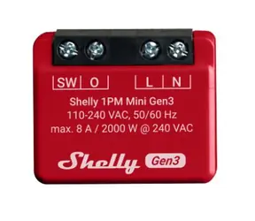 Shelly 1PM Mini Gen3 - moduł przełączający z pomiarem zużycia 1x 8A (WiFi i Bluetooth)