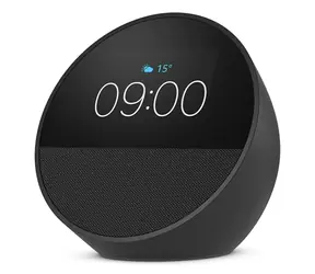 Amazon Echo Spot 2024 czarny / Inteligentny budzik ze sztuczną inteligencją Alexa / Wi-Fi / BT / Jack