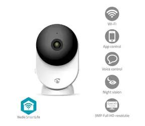 Nedis WIFICI12CWT / Inteligentna kamera wewnętrzna / Wi-Fi / SmartLife / 3MP Full HD 1296p / microSD 