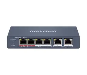 HIKVISION DS-3E1106HP-EI / Przełącznik / 4X 100 Mb/s RJ45 PoE / 4X 100 Mb/s RJ45