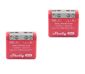 Shelly 1PM Mini inteligentny przekaźnik Wi-Fi z pomiarem zużycia (1 kanał) 2 szt. / Wi-Fi / Bluetooth / 8A