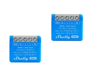 Shelly 1 Mini inteligentny przekaźnik Wi-Fi (1 kanał) 2 szt. / Wi-Fi / Bluetooth / 8A
