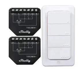 Shelly Shutter (2 szt.) + Blu RC Button 4 / Kontroler rolet/zasłon + kontroler 4-przyciskowy