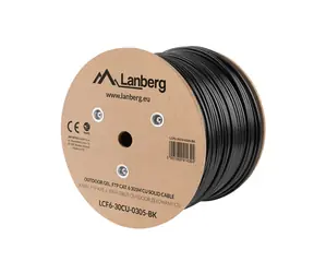 Kabel LAN Lanberg stały zewnętrzny żelowy / CAT6 / S/FTP / 305m