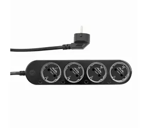 Shelly Power Strip 4 Gen4 Inteligentna listwa zasilająca z miernikiem mocy, czarna / 4X AC typ F (Shucko) / 16A / WiFi / BT/ Zigbe