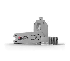 Lindy 40454 Blokada portu USB z kluczykiem biała /4 szt.
