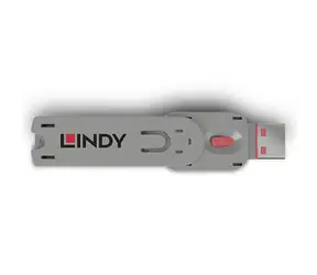 Lindy 40620 Blokada portu USB z kluczykiem różowa / 4 szt.