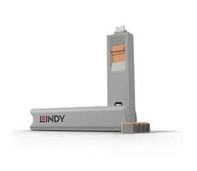 Lindy 40428 Blokada portu USB-C z kluczykiem szaro-pomarańczowa / 4 szt.