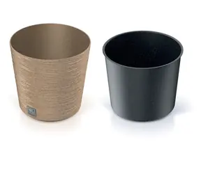 Prosperplast FURU OKRĄGŁE NISKIE ECO WOOD 30 cm naturo / Doniczka 