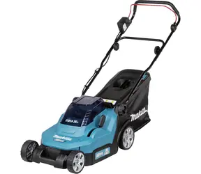 Makita DLM382CM2 / Kosiarka akumulatorowa / 2x18V / do 560 m2 / szer. 38 cm / kosz 40 l / 2x Aku 4,0 Ah