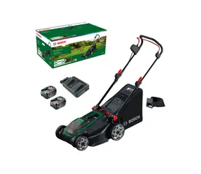 BOSCH Rotak 18V2-43 / Kosiarka akumulatorowa / 18 V / Szerokość koszenia 43 cm / Pojemnik na trawę 50 l / 2 x 4,0 Ah