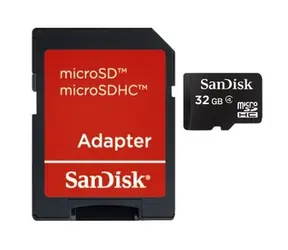 SanDisk microSDHC 32 GB + adapter / klasa 4 / odpowiedni do HD