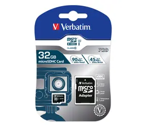 Verbatim microSDHC Pro 32GB + adapter / karta pamięci / UHS-I (U3) / klasa 10 / do 90 MB