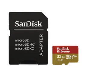SanDisk Extreme microSDHC 32 GB / UHS-I U3 V30 / odczyt: 100 MB / zapis: 60 MB / odpowiedni dla 4K