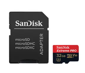 SanDisk Extreme PRO microSDHC 32 GB + adapter / UHS-I U3 V30 / odczyt: 100 MB / zapis: 90 MB / odpowiedni dla 4K