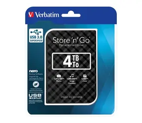 Verbatim Store 'n' Go GEN2 SuperSpeed 4TB czarny / Dysk twardy zewnętrzny / 2,5" / USB 3.0 / 8 MB / 5400 obr./min / 4,8 GB/s