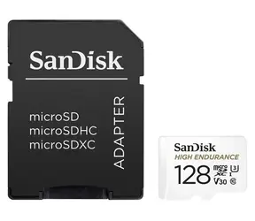 SanDisk High Endurance Video microSDXC 128 GB / UHS-I U3 V30 / odczyt: 100 MB / zapis: 40 MB / odpowiedni dla 4K