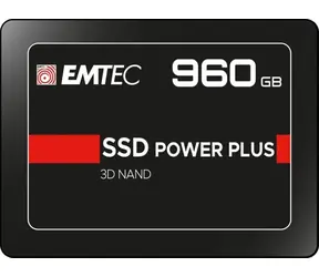 EMTEC Power PLUS X150 960 GB / 2,5" / SATA III / 3D TLC / R: 520 MB/s / W: 500 MB/s / IOPS: 70 tys. i 80 tys. / MTBF 2 mh / 3 lata