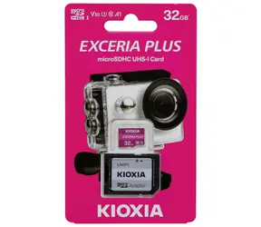KIOXIA EXCERIA PLUS microSDHC 32 GB + adapter / klasa 10 / UHS-I U3 / A1 / V30 / odczyt: 98 MB / zapis: 65 MB