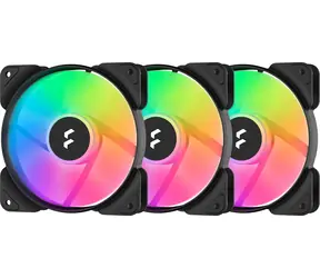Fractal Design Aspect 12 RGB PWM czarny (3 szt.) / 120mm / Łożysko karabinowe / 33,2dB @ 500-2000RPM / A-RGB / 95,1 m3h / 4pin