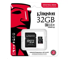 Kingston microSDHC 32 GB Industrial + adapter / UHS-I V3 / U3 / Klasa 10