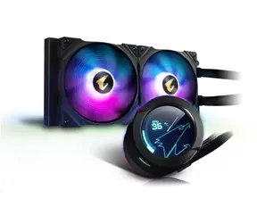 GIGABYTE AORUS WATERFORCE X 280 / 2x 140 mm / Grafen Nano / 44,4 dB / 89 CFM / 800-2500 RPM / RGB / Intel + AMD