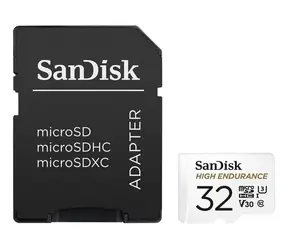 SanDisk High Endurance microSDHC 32 GB + adapter / klasa 10 / UHS-I / U3 / V30 / odczyt: 100 MB / zapis: 40 MB