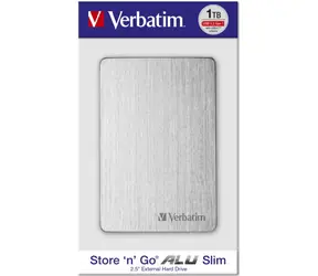Verbatim Store 'n' Go ALU Slim 1TB srebrny / Dysk twardy zewnętrzny / 2,5" / USB 3.2 / aluminium