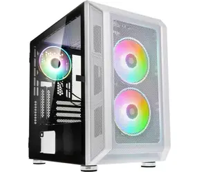 Kolink Citadel MESH RGB biały / M-ATX / 2xUSB 3.0 + 1xUSB 2.0 / 3x120 mm ARGB / bez źródła / strona przezroczysta