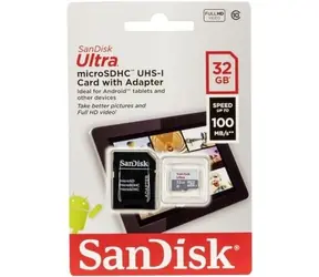 SanDisk Ultra microSDHC 32 GB + adapter / klasa 10 / UHS-I / odczyt: do 100 MB