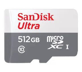 SanDisk Ultra microSDXC 512 GB + adapter / klasa 10 / UHS-I / odczyt: do 100 MB