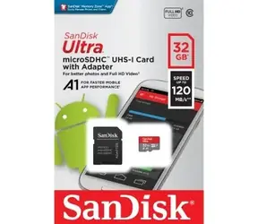 SanDisk Ultra microSDHC 32GB + adapter / klasa 10 / A1 / UHS-I / odczyt: do 120MB