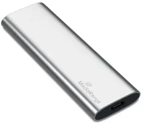MediaRange MR1100 120 GB srebrny / zewnętrzny dysk SSD / M.2 SATA III / TLC / USB-C / R:450MBs / W:420MBs