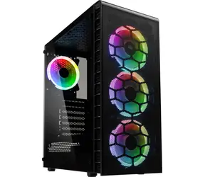 Kolink Observatory Lite Mesh RGB czarny / ATX / 1xUSB 3.0 + 2xUSB 2.0 / 4X 120 mm / bez źródła zasilania / strona przezroczysta