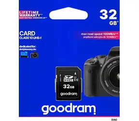Goodram S1A0 SDHC 32GB / klasa 10 / UHS I / U1 / R: do 20 MBps / W: do 10 MBps