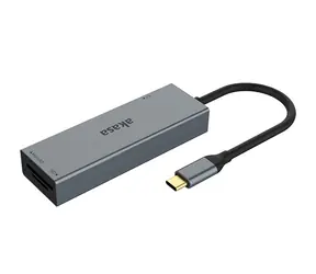 Akasa AK-CR-09BK czytnik kart 3w1 srebrny / czytnik kart 3w1 / USB-C / MicroSD / SD / CF