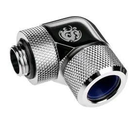 BitsPower Advanced adapter kątowy obrotowy 90° G1/4 > 14mm twarda rura, srebrny
