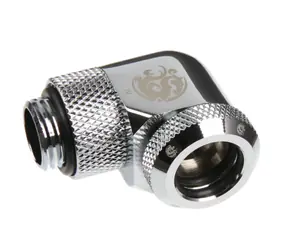 Obrotowy adapter kątowy BitsPower Multi-Link 90° G1/4 > 12 mm sztywna rura, srebrny
