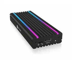 Icy Box IB-1824ML-C31 czarny / Zewnętrzne pudełko na 1x NVMe z paskami LED/ USB 3.1 Typ C i A