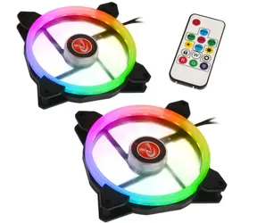 RAIJINTEK Iris 14 Rainbow RGB-2 czarny / 2x140 mm / 30,8 dB @ 1500 RPM / 61 CFM / RGB / 4-pin PWM