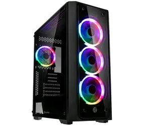 RAIJINTEK Ponos TG4 czarny / E-ATX / 1x USB 3.0 + 2x USB 2.0 / 4X 120mm ARGB / bez źródła / zew. panele boczne + panel przedni