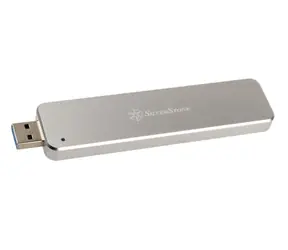 Zewnętrzna skrzynka Silverstone MS09S na dysk SSD M.2 z wysuwanym złączem USB 3.1 srebrna / 2260 i 2280 / Plug & Play