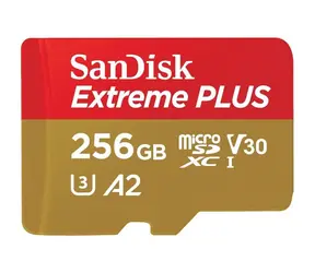 SanDisk Extreme PLUS microSDXC 256 GB + adapter / Class 10 / UHS-I U3 / A2 / 200MBs / odpowiedni do 4K